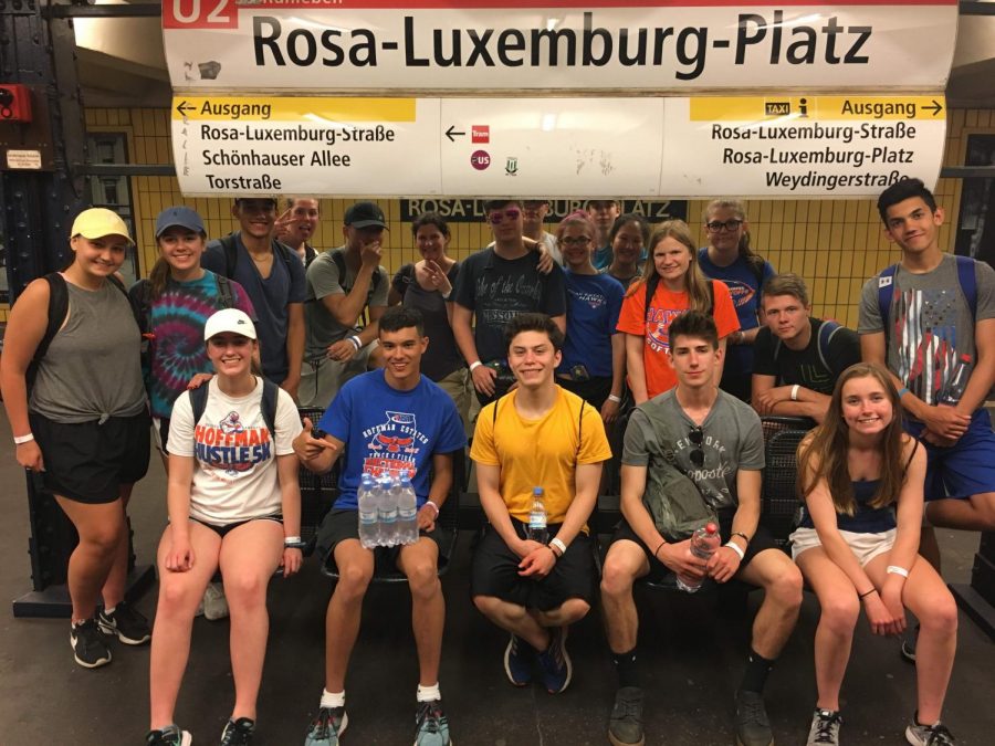 The group poses in a subway station in Berlin.