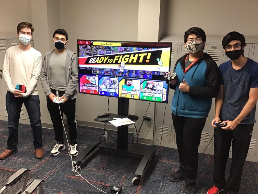 The next competition is March 15 at HEHS. The HEHS Varsity Super Smash Bros Ultimate (left to right): Dzenan Begic, Ninos Ochana, Ivan Lopez, and Abrar Quadri