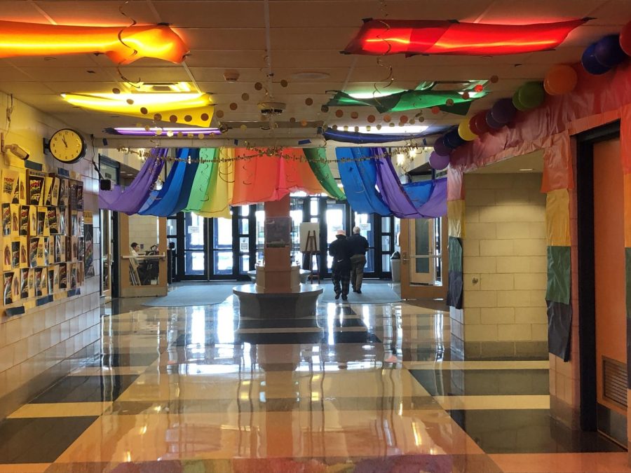 When students, staff, and visitors enter HEHS they will notice artistry that the Thespian Troupe shared during hallway decorating.